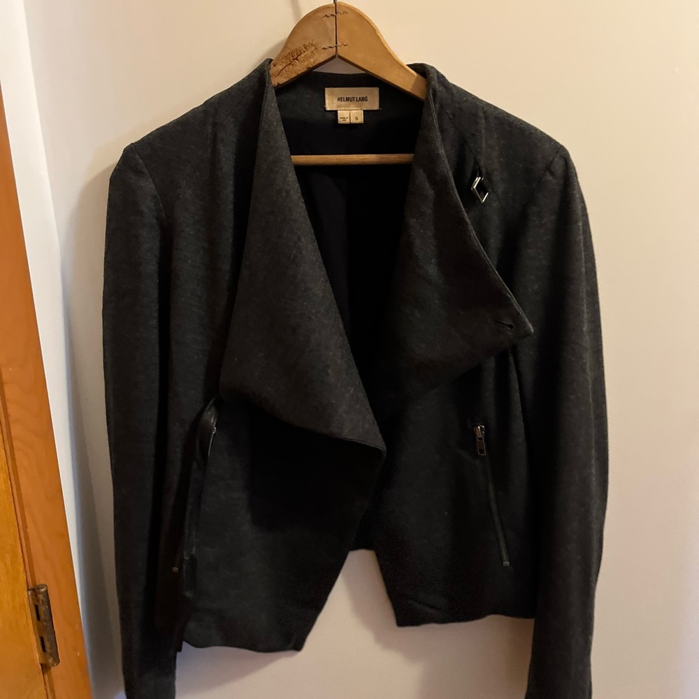 Helmut Lang 100% wool asymmetrical lightweight sweater jacket. Gently worn
